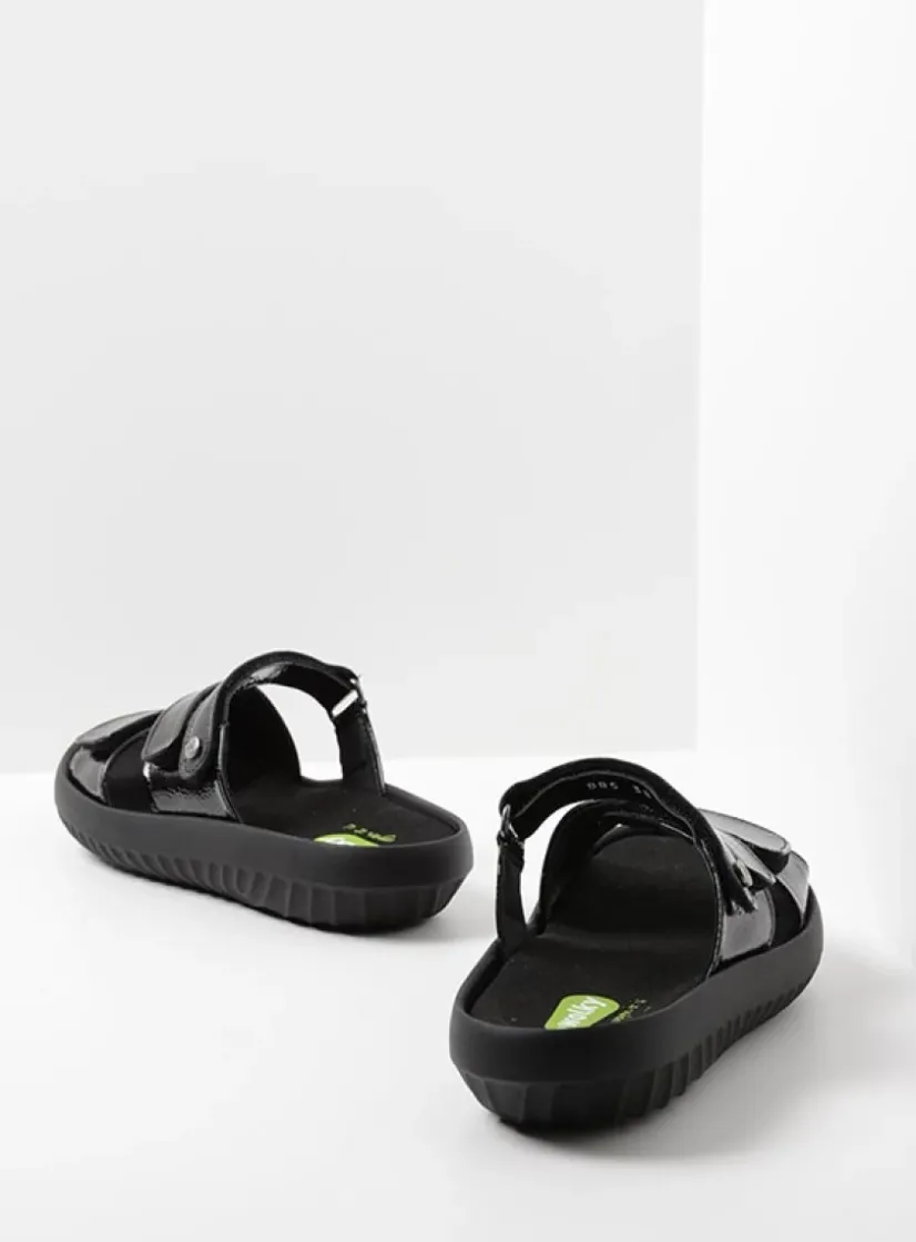 Wolky Sense Vegan - zwart vegan lak<DAMES Slippers