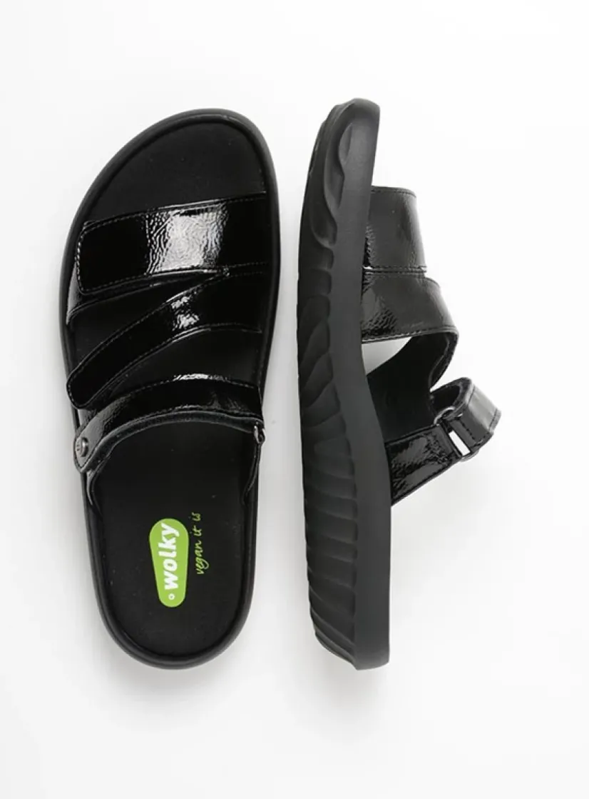 Wolky Sense Vegan - zwart vegan lak<DAMES Slippers