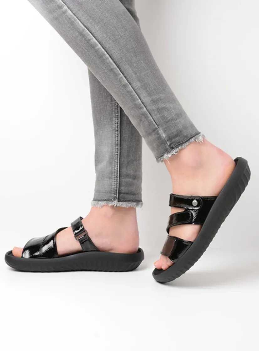 Wolky Sense Vegan - zwart vegan lak<DAMES Slippers