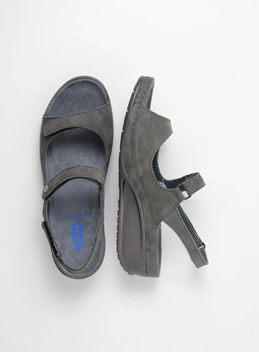 Wolky Shallow - grijs nubuck<DAMES Sandalen