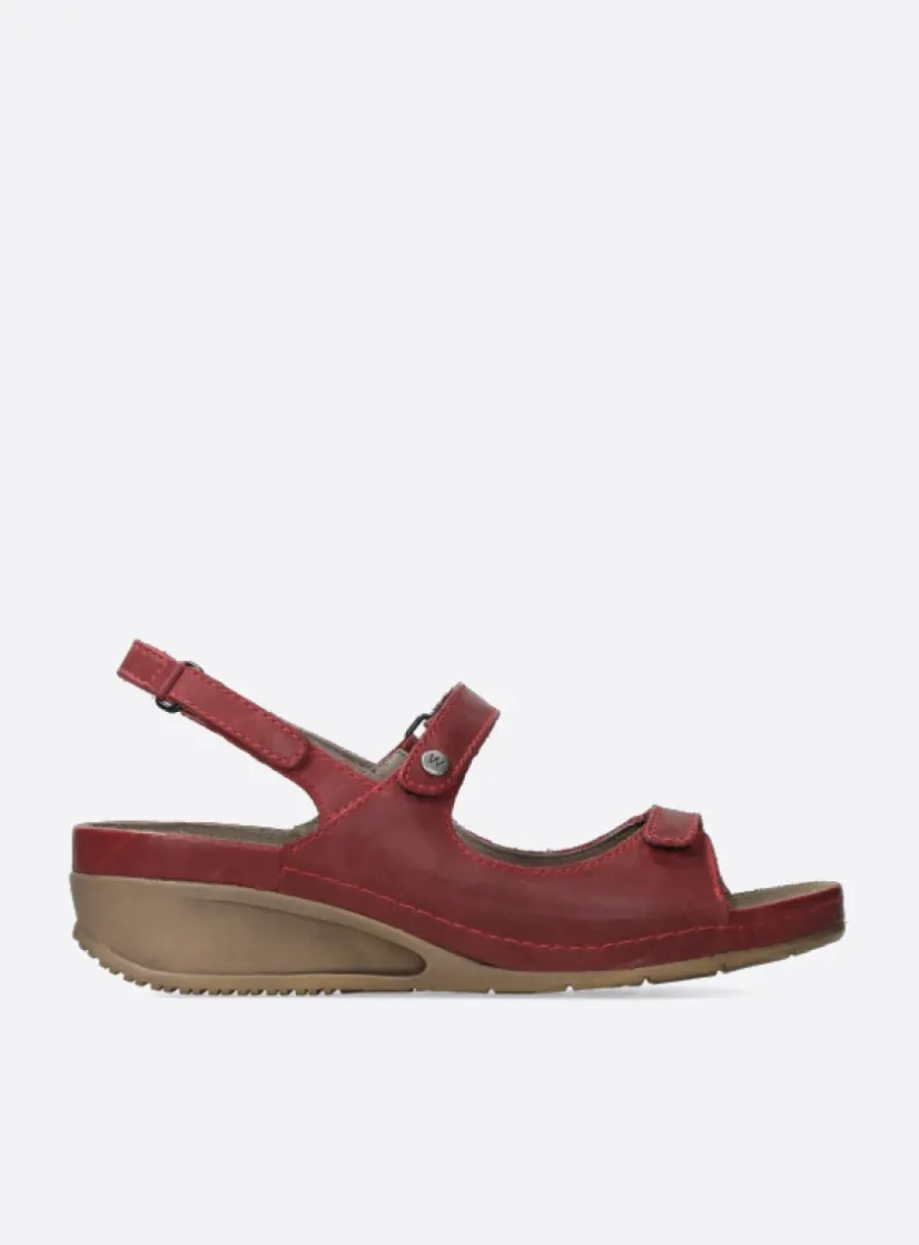 Wolky Shallow - rood leer<DAMES Sandalen