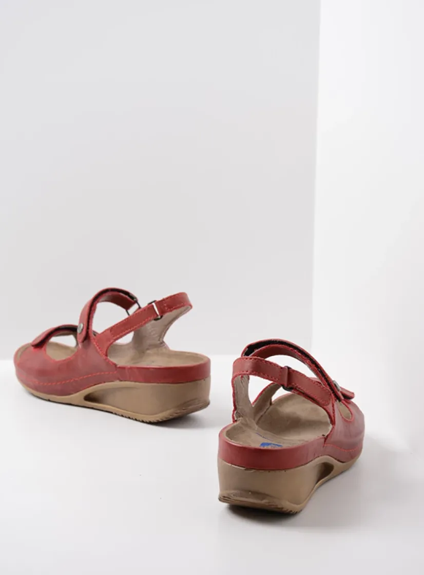 Wolky Shallow - rood leer<DAMES Sandalen