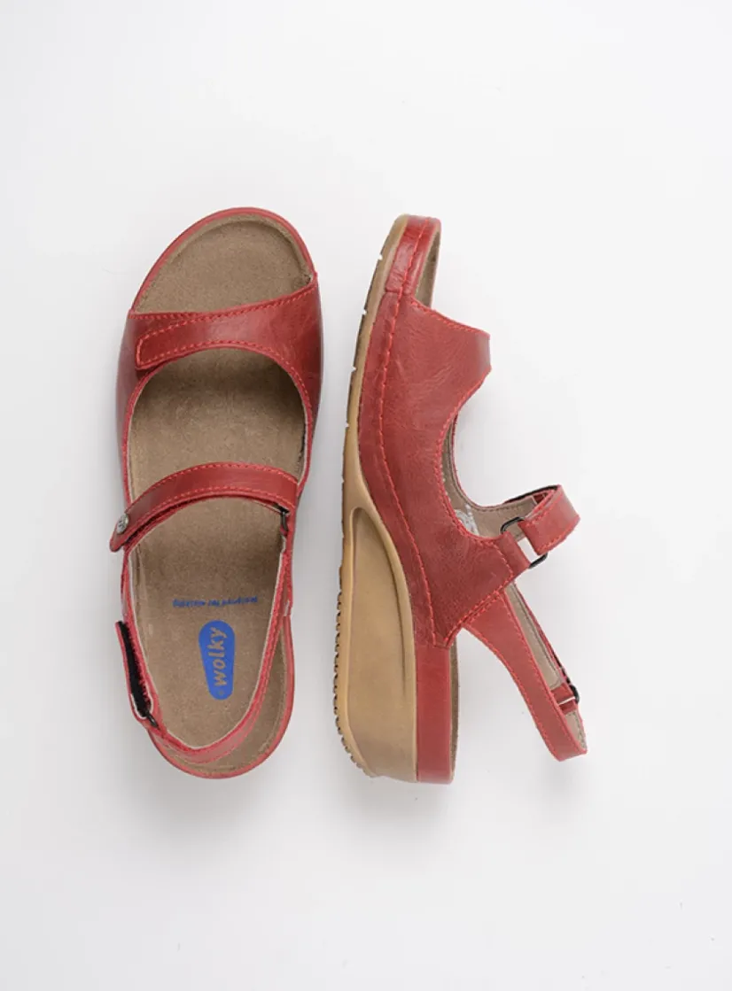 Wolky Shallow - rood leer<DAMES Sandalen