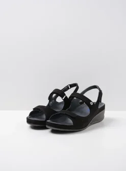 Wolky Shallow - zwart nubuck<DAMES Sandalen