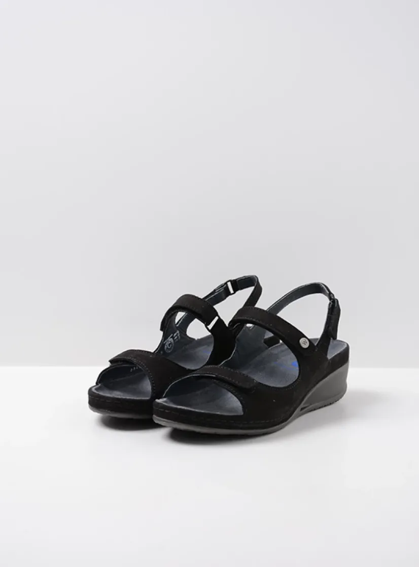 Wolky Shallow - zwart nubuck<DAMES Sandalen