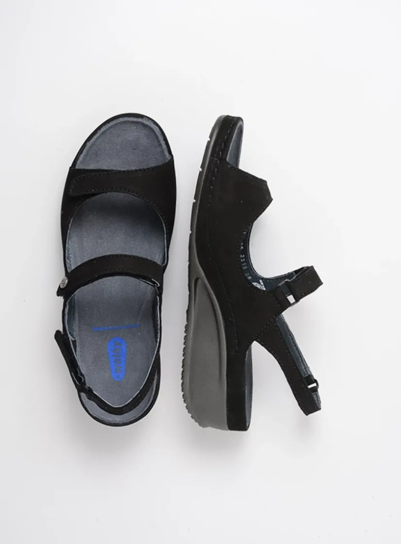 Wolky Shallow - zwart nubuck<DAMES Sandalen
