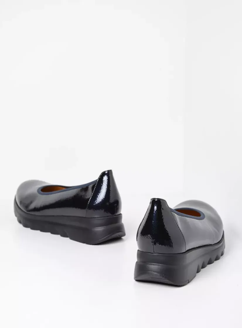 Wolky Snallerina F2F - blauw lak biocare<DAMES Instappers