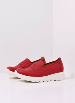 Wolky Snoafer F2F - rood biocare<DAMES Instappers
