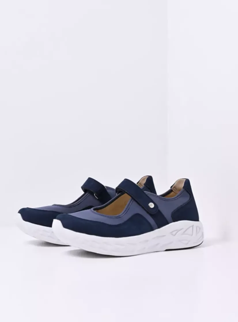 Wolky Spring S2F - denim combi stretch leer<DAMES Wandelschoenen|Bandschoenen
