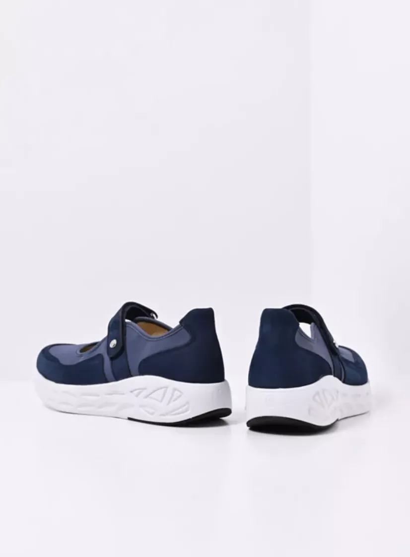 Wolky Spring S2F - denim combi stretch leer<DAMES Wandelschoenen|Bandschoenen