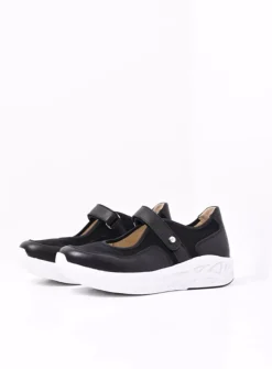 Wolky Spring S2F - zwart combi stretch leer<DAMES Wandelschoenen|Bandschoenen