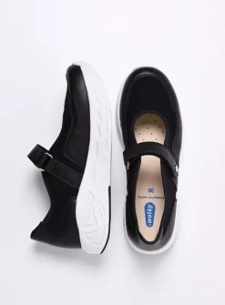 Wolky Spring S2F - zwart combi stretch leer<DAMES Wandelschoenen|Bandschoenen