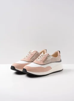 Wolky Sprint - gebroken wit/nude combi leer<DAMES Lage Veterschoenen|Sneakers
