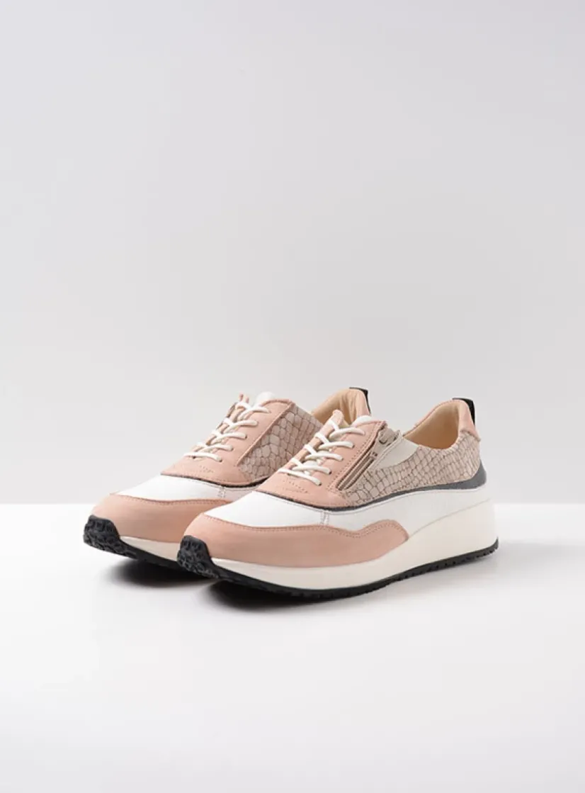 Wolky Sprint - gebroken wit/nude combi leer<DAMES Lage Veterschoenen|Sneakers