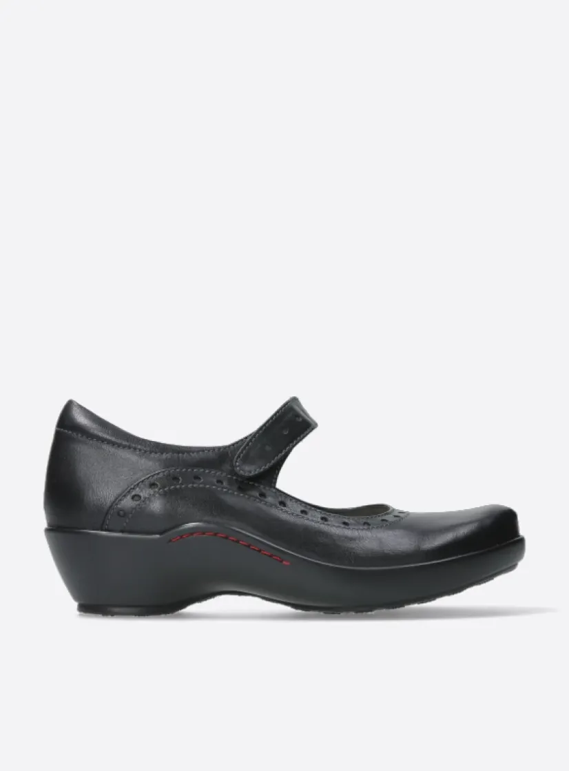 Wolky Sud - zwart leer<DAMES Herfst/Winter|Bandschoenen