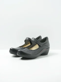 Wolky Sud - zwart leer<DAMES Herfst/Winter|Bandschoenen