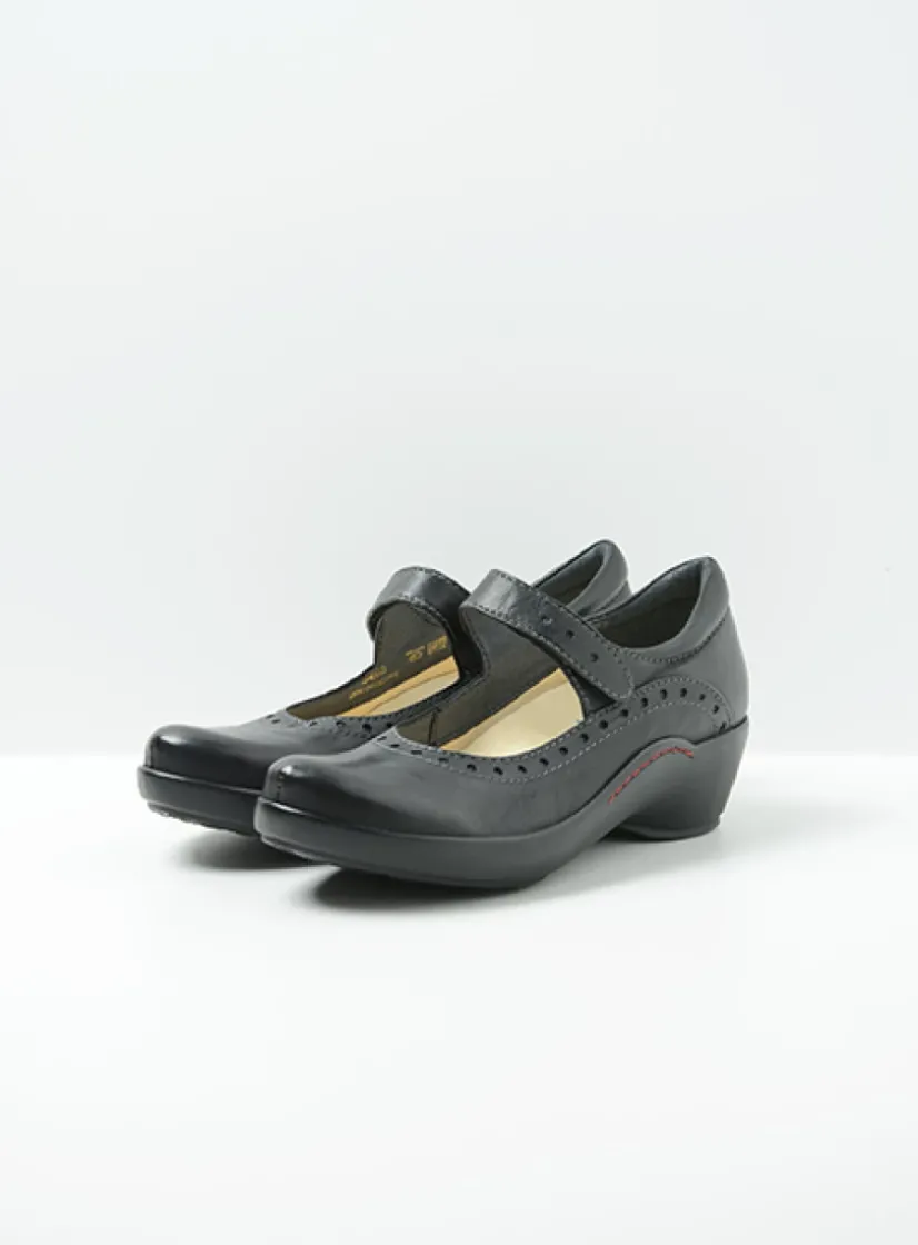 Wolky Sud - zwart leer<DAMES Herfst/Winter|Bandschoenen