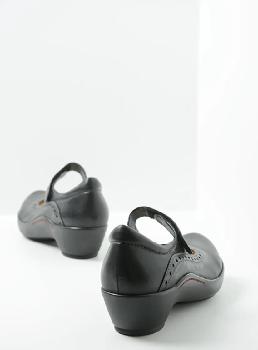 Wolky Sud - zwart leer<DAMES Herfst/Winter|Bandschoenen