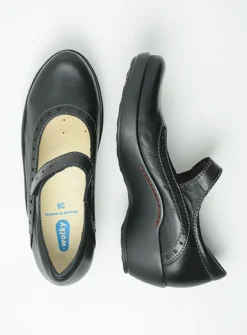 Wolky Sud - zwart leer<DAMES Herfst/Winter|Bandschoenen