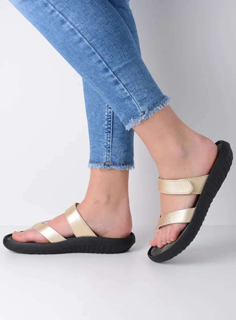 Wolky Tahiti - goud leer<DAMES Slippers