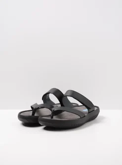 Wolky Tahiti - zwart leer<DAMES Slippers