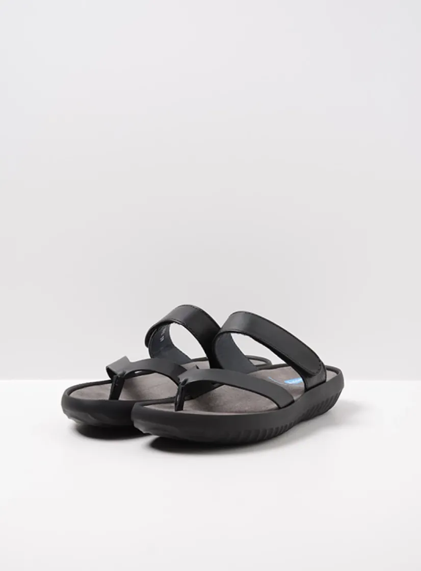 Wolky Tahiti - zwart leer<DAMES Slippers