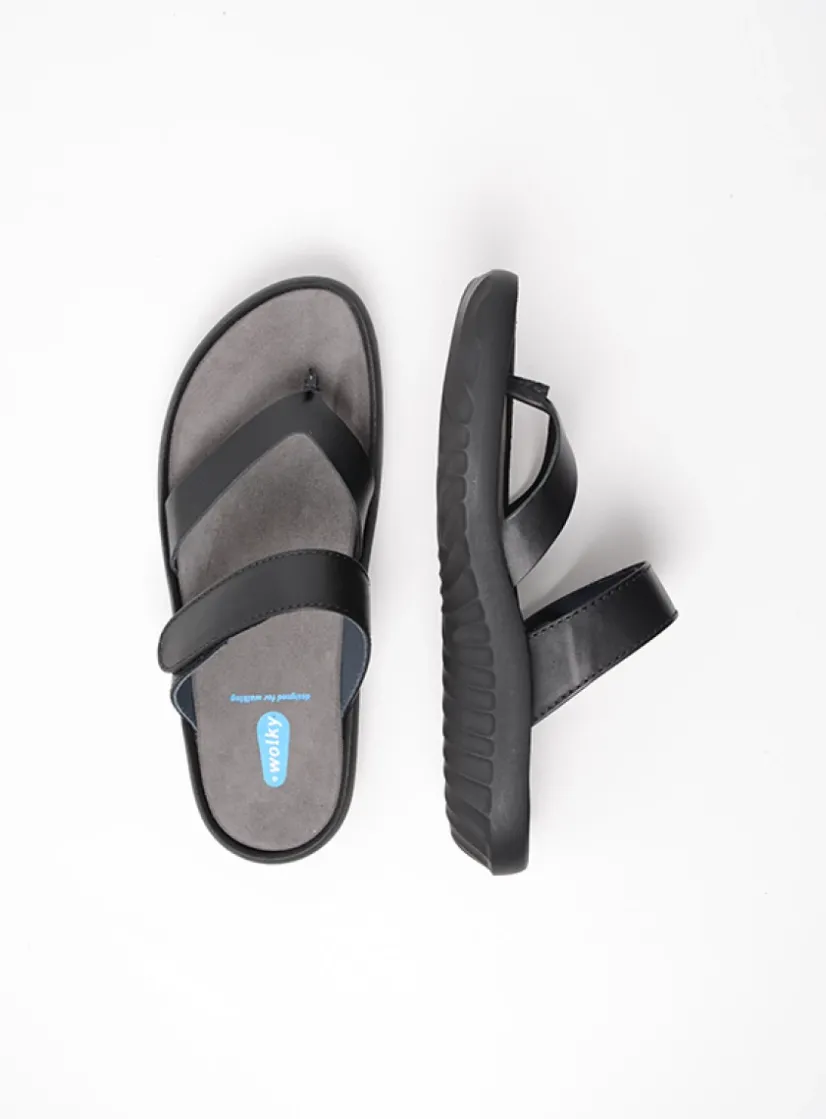 Wolky Tahiti - zwart leer<DAMES Slippers