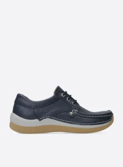 Wolky Taranta - blauw leer<DAMES Lage Veterschoenen|Sneakers