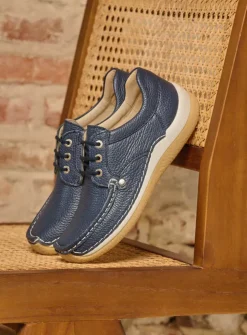 Wolky Taranta - blauw leer<DAMES Lage Veterschoenen|Sneakers