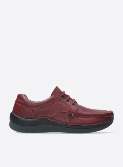 Wolky Taranta - bordeauxrood leer<DAMES Lage Veterschoenen|Sneakers