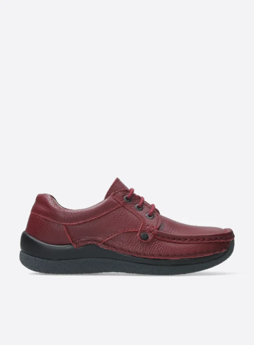 Wolky Taranta - bordeauxrood leer<DAMES Lage Veterschoenen|Sneakers