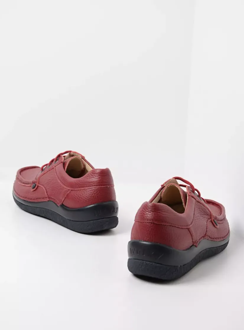 Wolky Taranta - bordeauxrood leer<DAMES Lage Veterschoenen|Sneakers