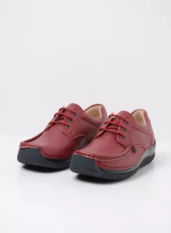 Wolky Taranta - bordeauxrood leer<DAMES Lage Veterschoenen|Sneakers