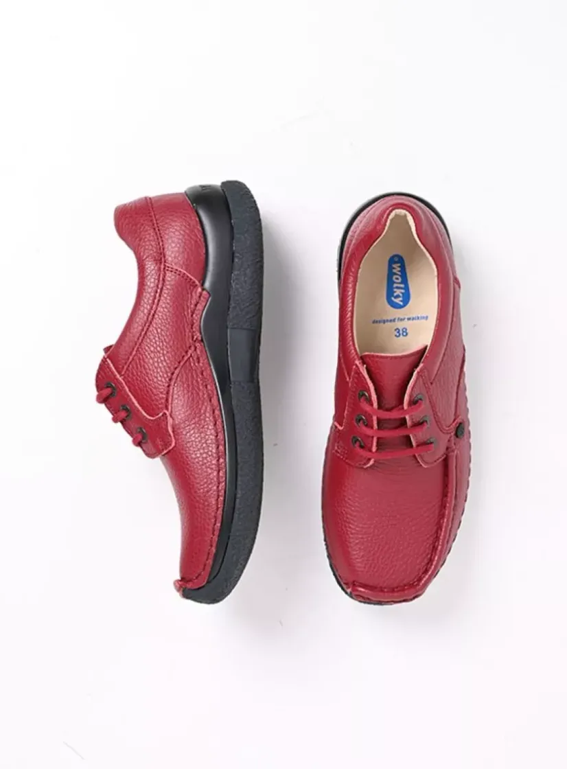Wolky Taranta - bordeauxrood leer<DAMES Lage Veterschoenen|Sneakers