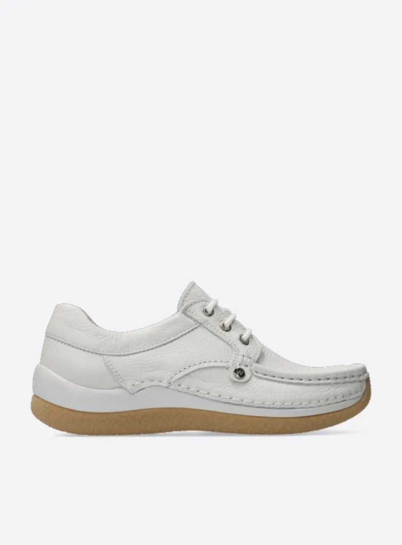 Wolky Taranta - creme wit leer<DAMES Lage Veterschoenen|Sneakers
