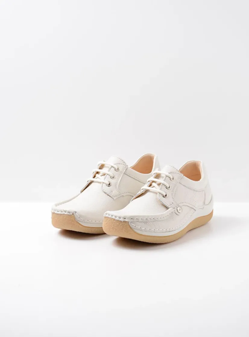Wolky Taranta - creme wit leer<DAMES Lage Veterschoenen|Sneakers