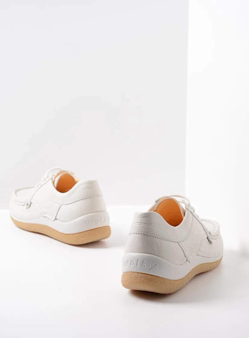 Wolky Taranta - creme wit leer<DAMES Lage Veterschoenen|Sneakers