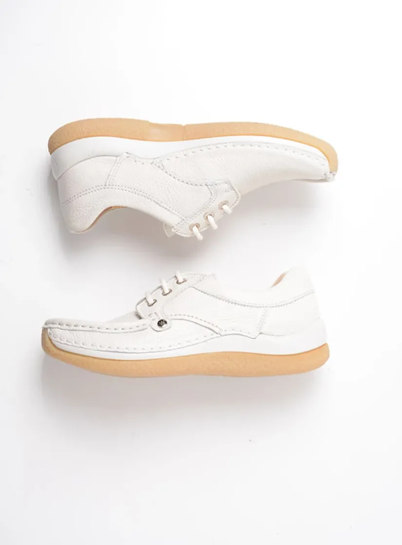 Wolky Taranta - creme wit leer<DAMES Lage Veterschoenen|Sneakers