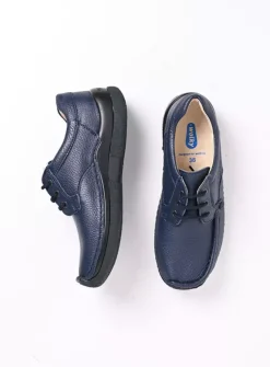 Wolky Taranta - donkerblauw leer<DAMES Lage Veterschoenen|Sneakers