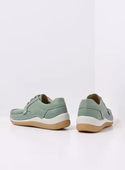 Wolky Taranta - saliegroen leer<DAMES Lage Veterschoenen|Sneakers