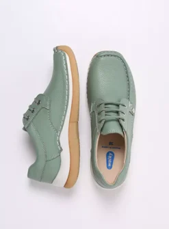 Wolky Taranta - saliegroen leer<DAMES Lage Veterschoenen|Sneakers