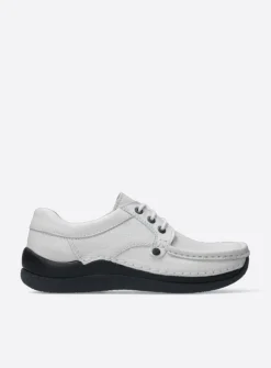 Wolky Taranta - wol wit leer<DAMES Lage Veterschoenen|Sneakers