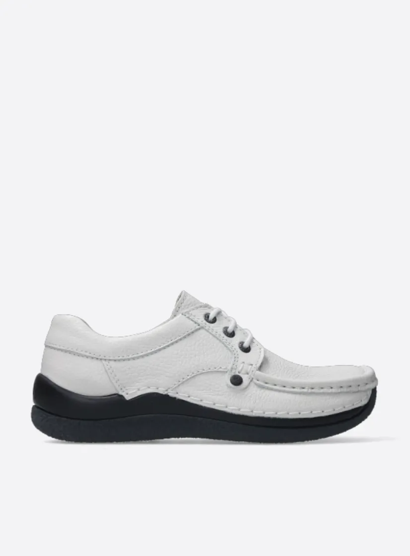 Wolky Taranta - wol wit leer<DAMES Lage Veterschoenen|Sneakers