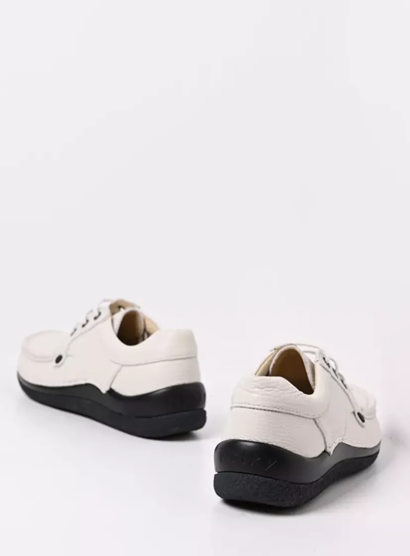 Wolky Taranta - wol wit leer<DAMES Lage Veterschoenen|Sneakers