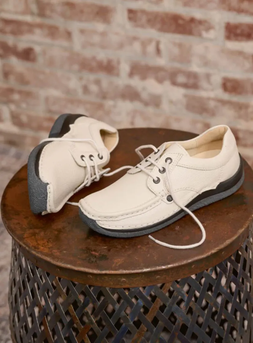 Wolky Taranta - wol wit leer<DAMES Lage Veterschoenen|Sneakers