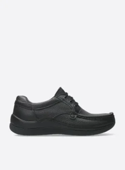 Wolky Taranta - zwart leer<DAMES Lage Veterschoenen|Sneakers