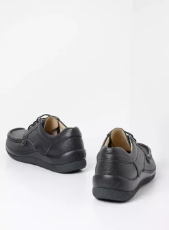 Wolky Taranta - zwart leer<DAMES Lage Veterschoenen|Sneakers