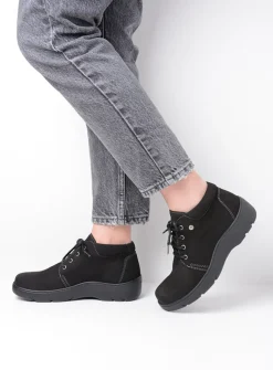 Wolky Tarda XW-WR - zwart nubuck<DAMES Hoge Veterschoenen|Herfst/Winter