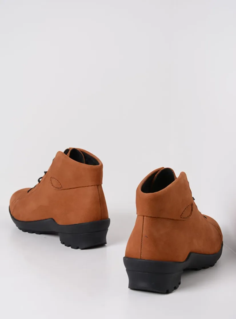 Wolky Teton - cognac nubuck<DAMES Hoge Veterschoenen|Herfst/Winter