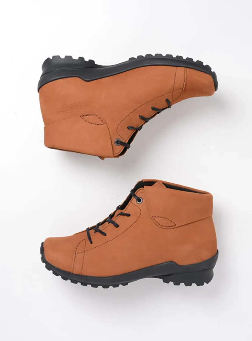 Wolky Teton - cognac nubuck<DAMES Hoge Veterschoenen|Herfst/Winter